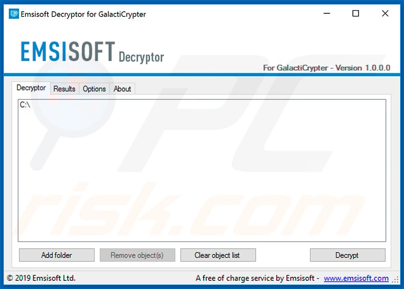 Galacti-Crypter ransomware decrypter by Emsisoft