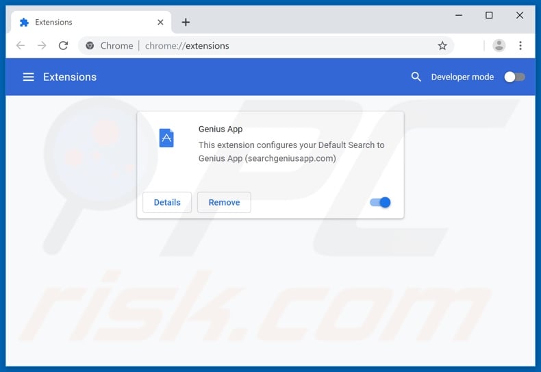 Removing searchgeniusapp.com related Google Chrome extensions