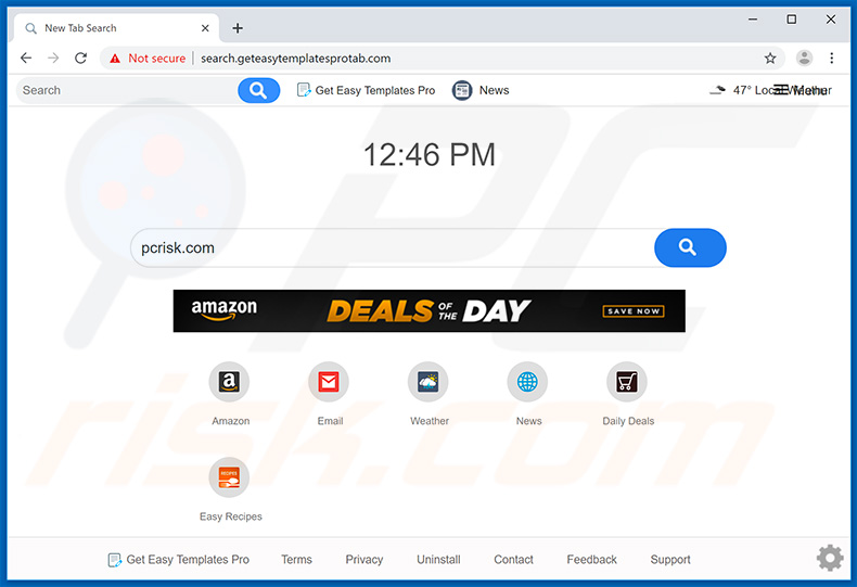 search.geteasytemplatesprotab.com bsite promoted by Get Easy Templates Pro browser hijacker