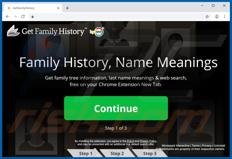 Website used to promote GetFamilyHistory browser hijacker