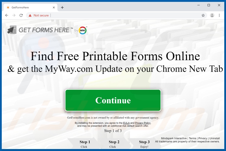 Website used to promote GetFormsHere browser hijacker