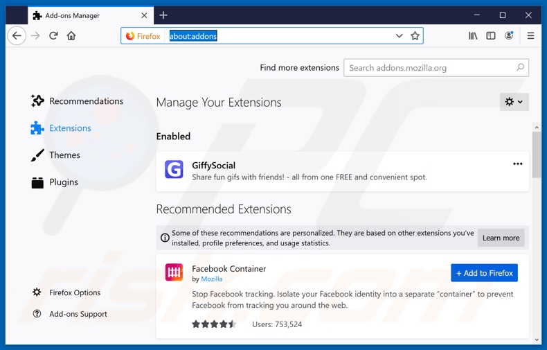 Removing hp.myway.com related Mozilla Firefox extensions