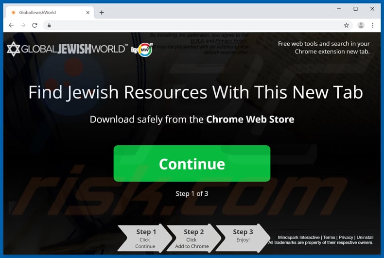 Website used to promote GlobalJewishWorld browser hijacker