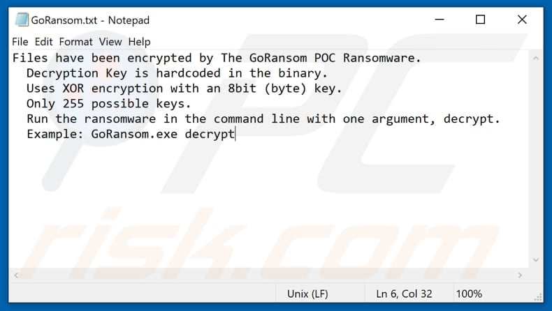 GoRansom PoC decrypt instructions