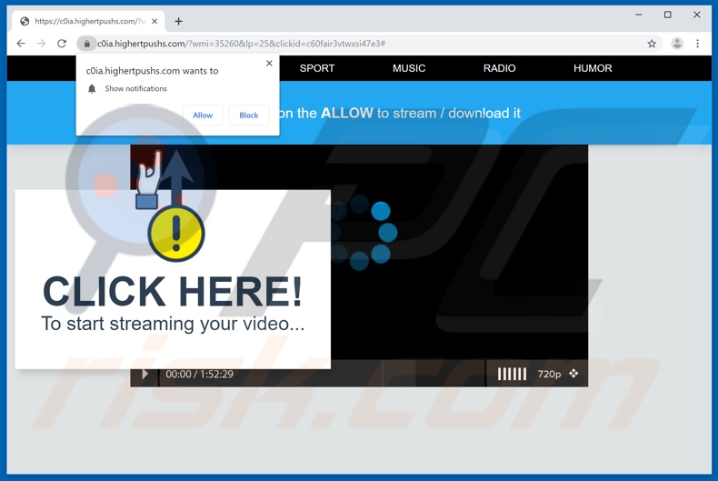 highertpushs[.]com pop-up redirects