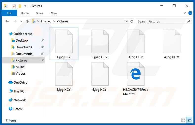 Files encrypted by HILDACRYPT ransomware with .HCY! extension
