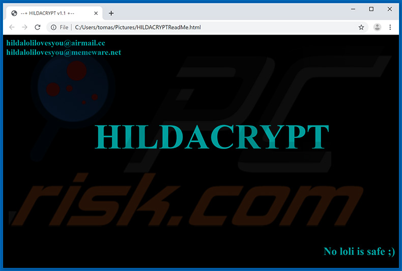HILDACRYPT .HCY! variant html file