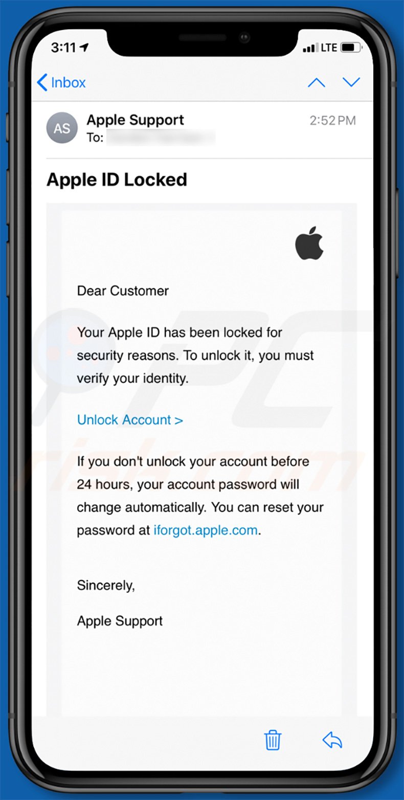iforgot.apple.com email scam variant 2