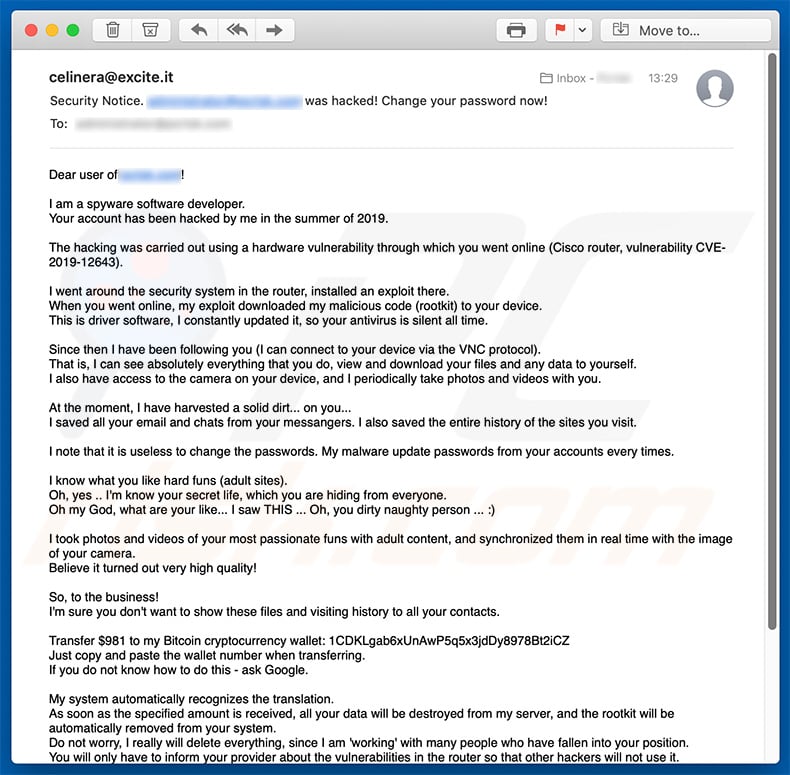 I Am A Spyware Software Developer Email Scam variant 2