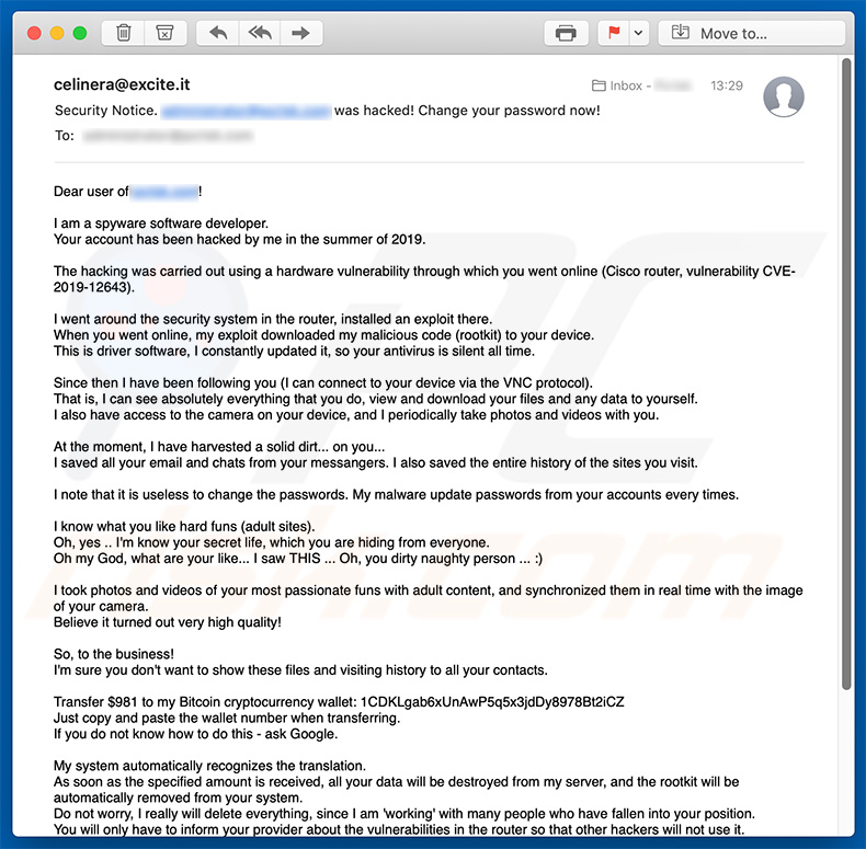 I Am A Spyware Software Developer Email Scam variant 2