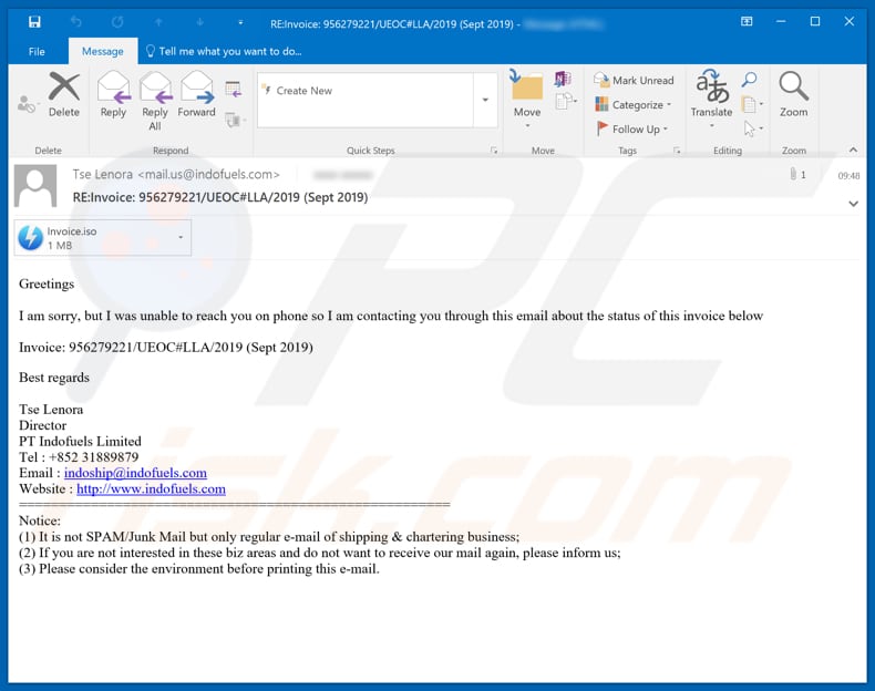 Indofuels Email Virus