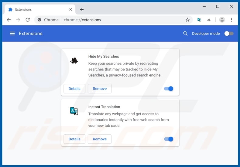 Removing search.getfreetranslationstab.com related Google Chrome extensions