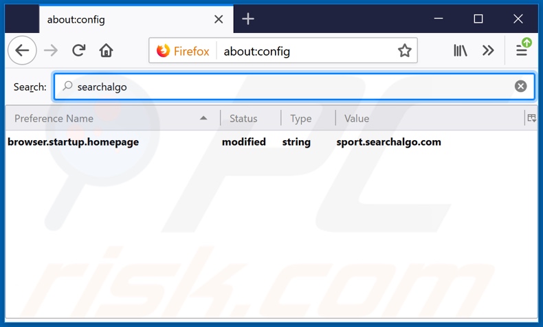 Removing sport.searchalgo.com from Mozilla Firefox default search engine