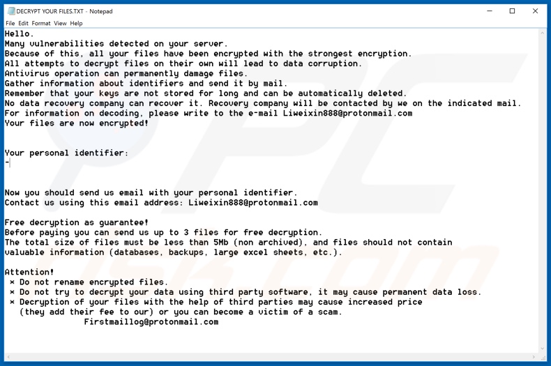 Li ransomware decrypt instructions