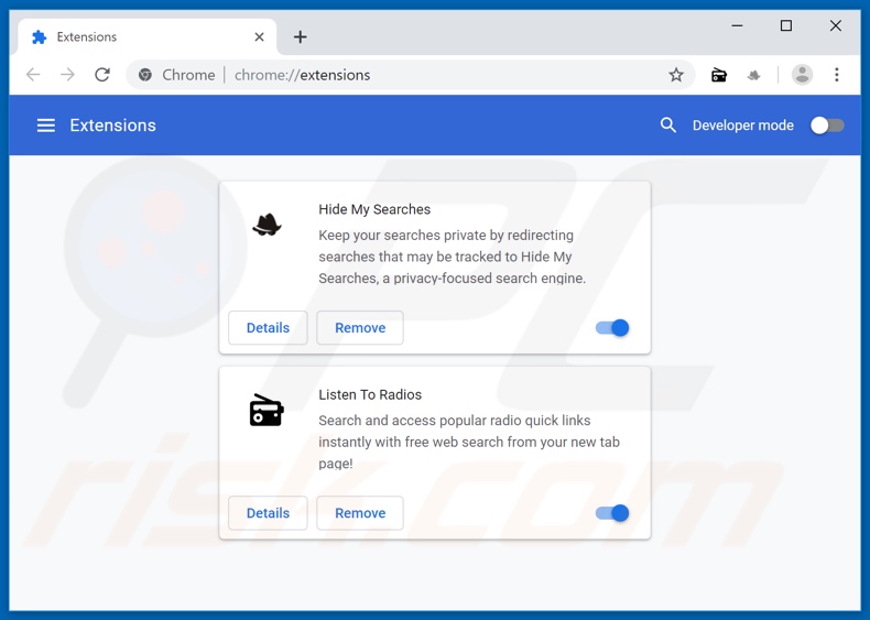 Removing search.listentoradiostab.com related Google Chrome extensions