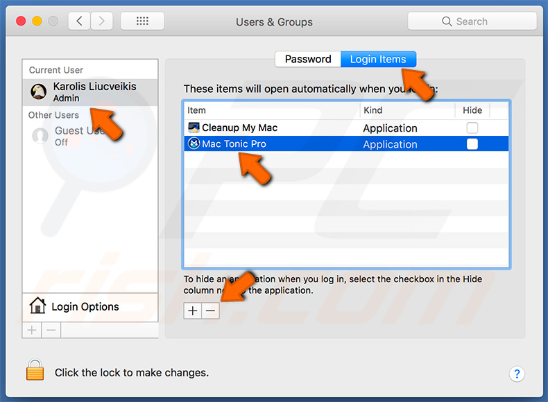 Mac Tonic Pro PUA system preferences