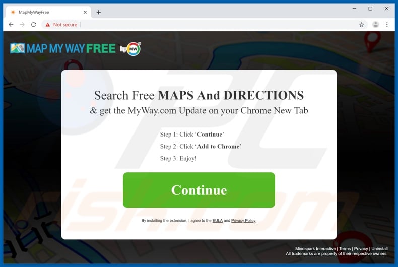 Website used to promote MapMyWayFree browser hijacker