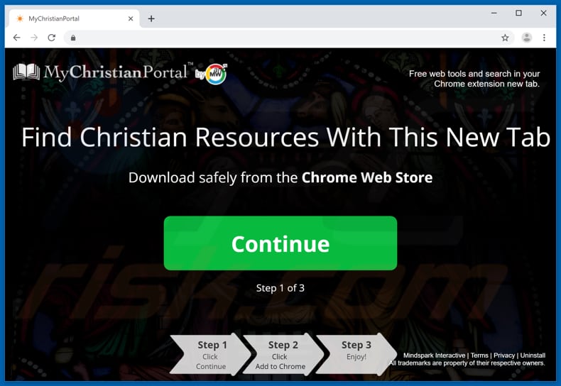 Website used to promote MyChristianPortal browser hijacker