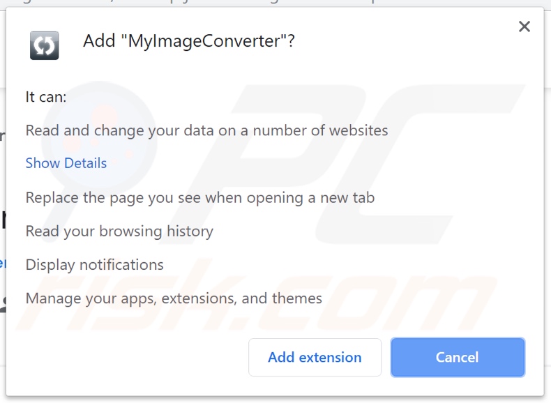 MyImageConverter asking for permissions
