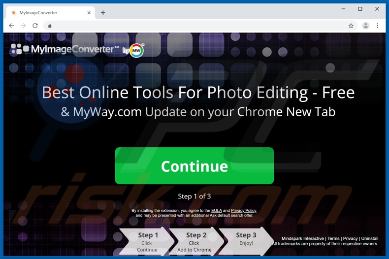Website used to promote MyImageConverter browser hijacker