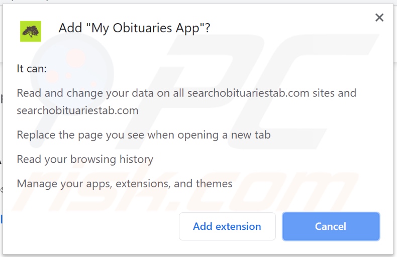 My Obituares App asking for permissions