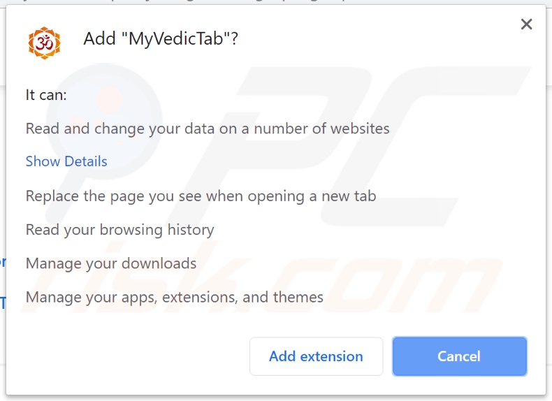 MyVedicTab asking for permissions