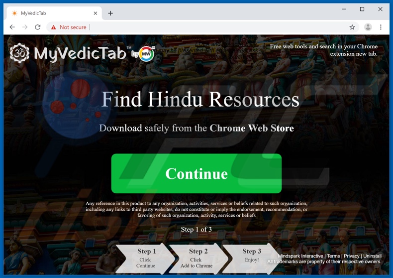 Website used to promote MyVedicTab browser hijacker