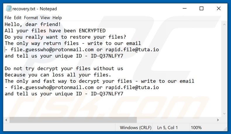 no_more_ransom decrypt instructions (recovery.txt)