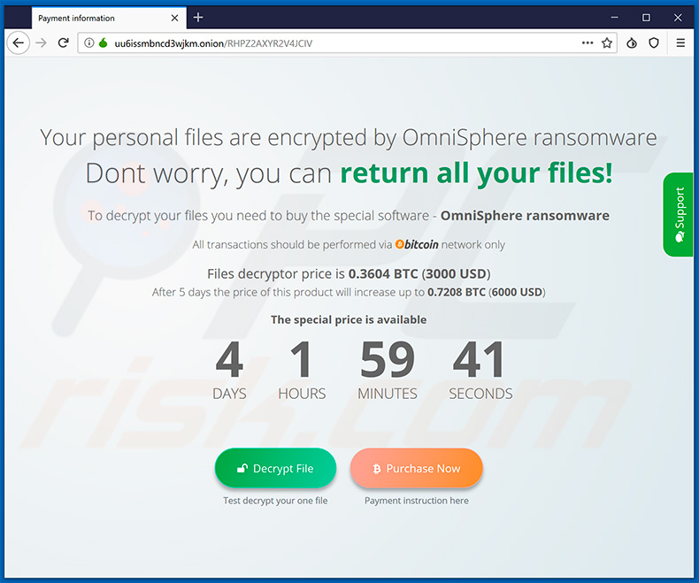 Updated OmniSphere ransomware's website