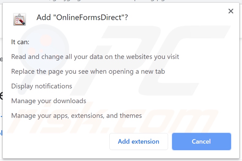 OnlineFormsDirect asking for permissions