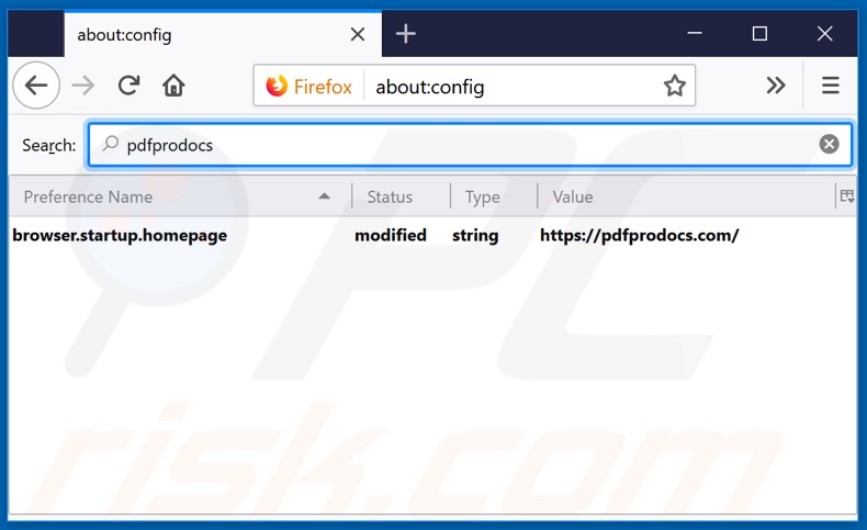 Removing pdfprodocs.com from Mozilla Firefox default search engine