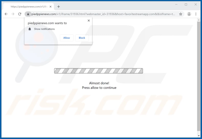 piedppienews[.]com pop-up redirects