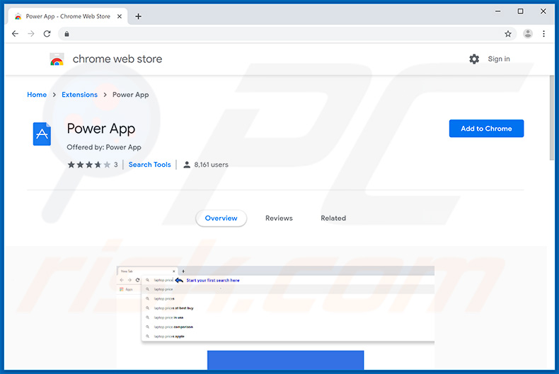 Power App browser hijacker in Google Chrome web store