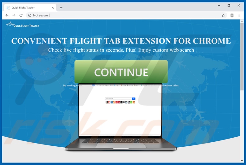 Website used to promote Quick Flight Tracker browser hijacker