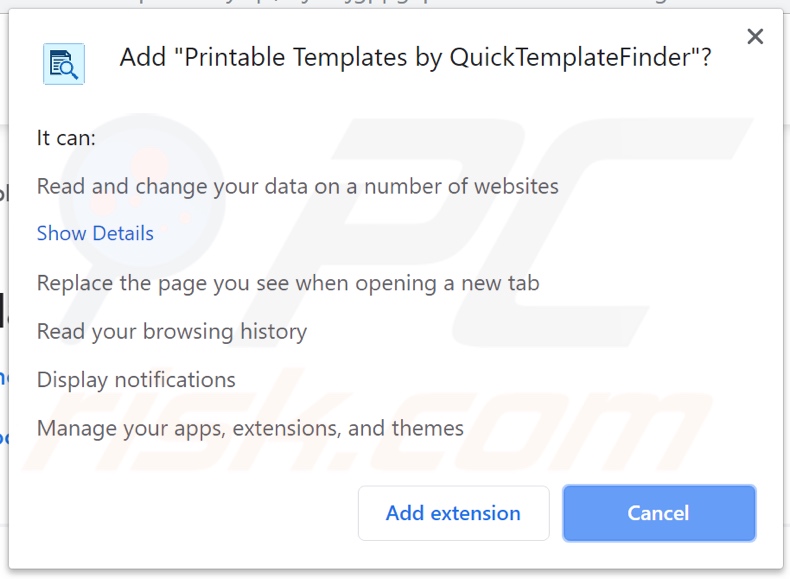 QuickTemplateFinder asking for permissions