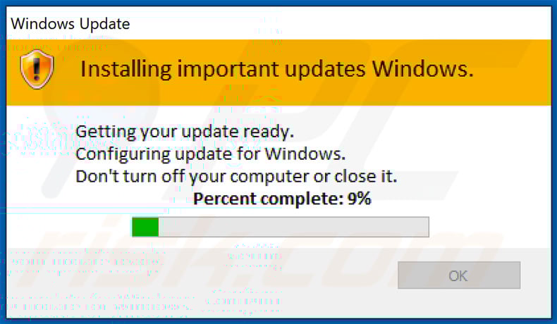 Fake Windows pop-up displayed by Omfl during the encryption