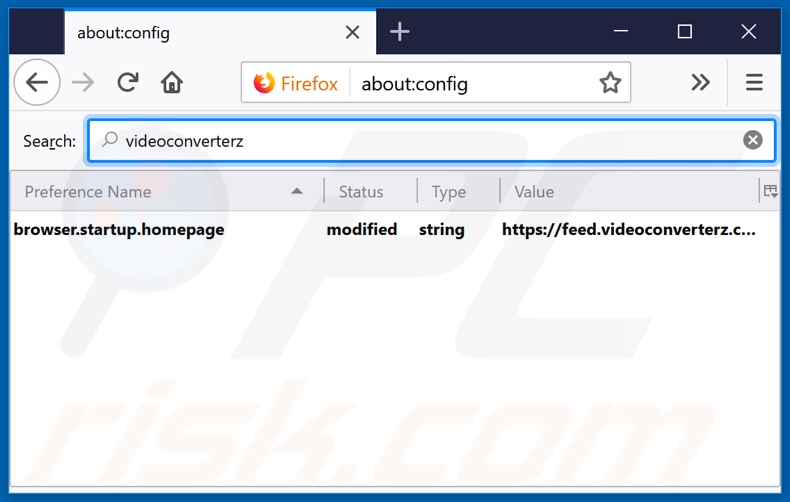 Removing feed.videoconverterz.com from Mozilla Firefox default search engine