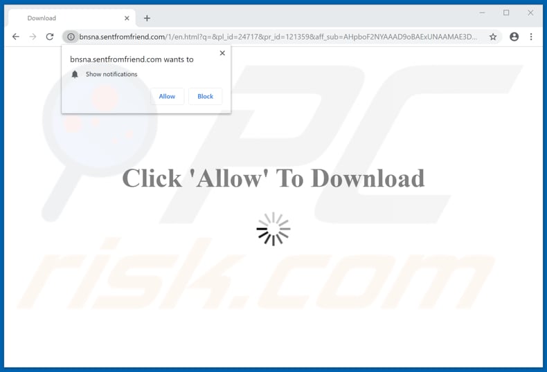 sentfromfriend[.]com pop-up redirects