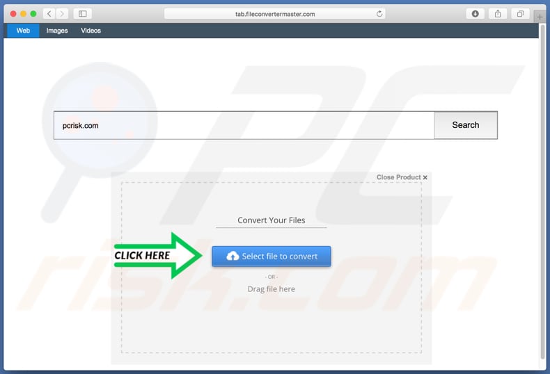 tab.fileconvertermaster.com browser hijacker on a Mac computer