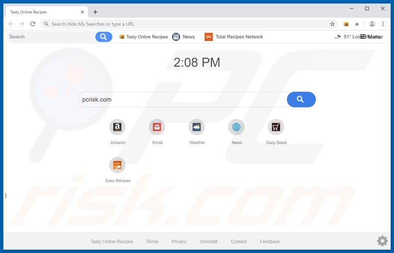 search.tastyonlinerecipestab.com browser hijacker