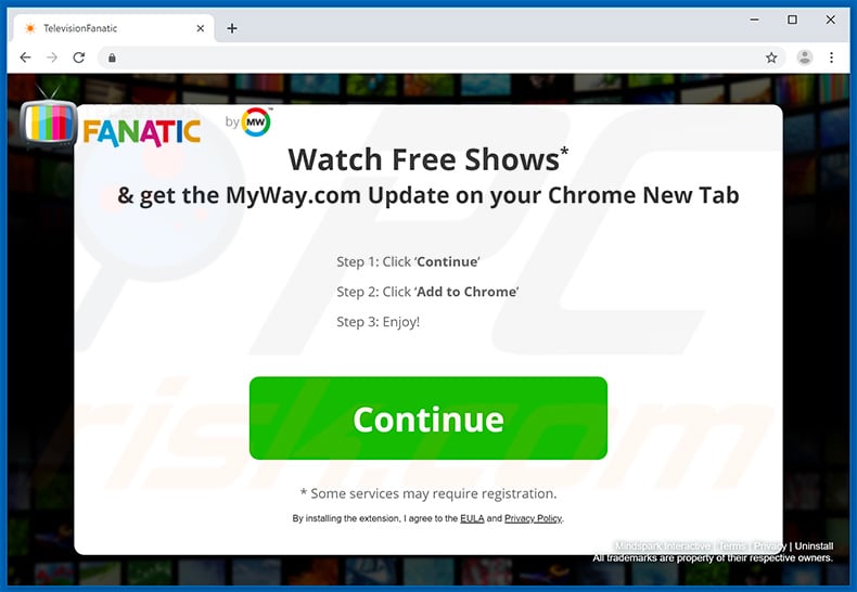 TelevisionFanatic browser hijacker promoting website