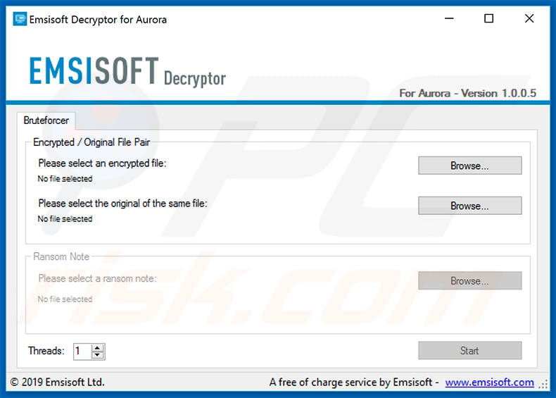 Veracrupt (Aurora) decrypter by Emsisoft