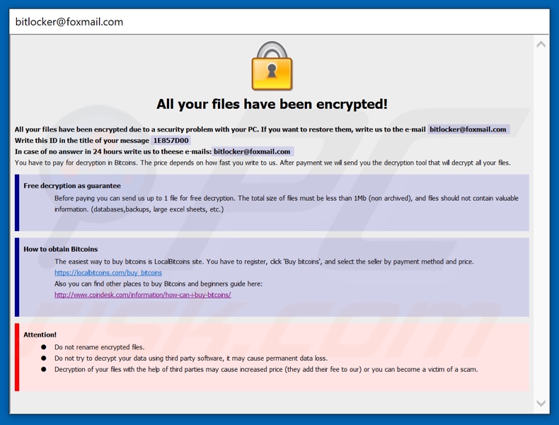 Wiki ransomware ransom note (pop-up)