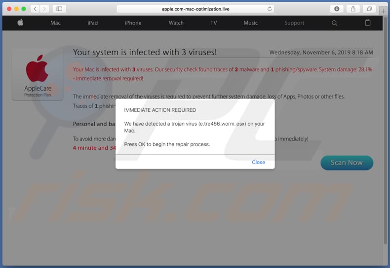 apple.com-mac-optimization[.]live scam