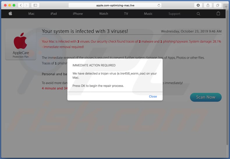 apple.com-optimizing-mac[.]live scam