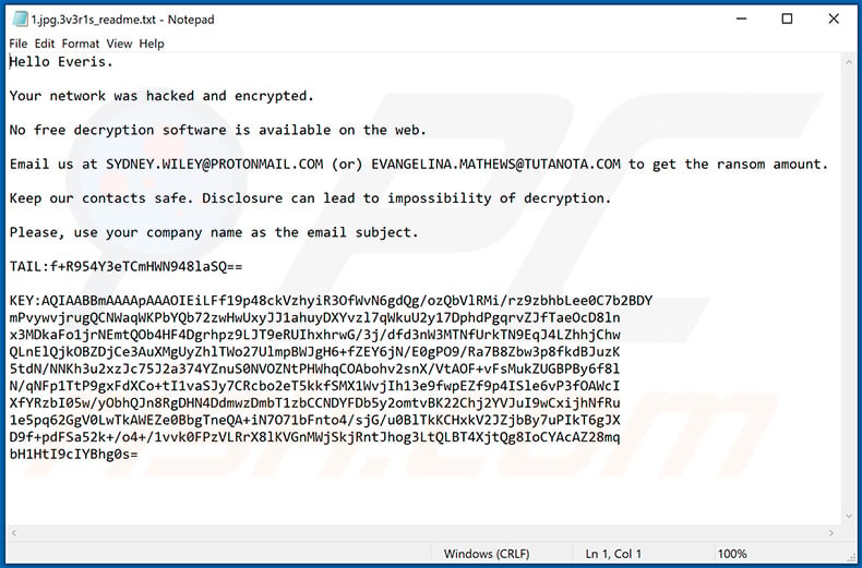 BitPaymer ransomware targetting Everis company (ransom note)