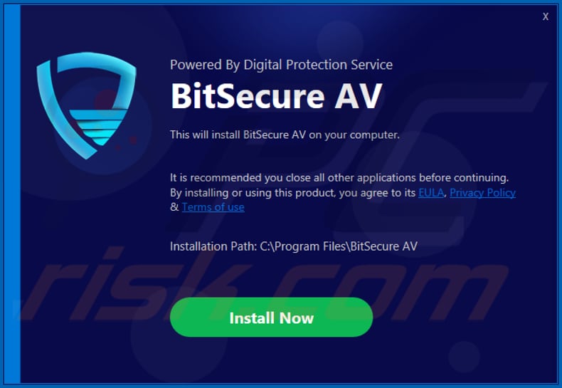 BitSecure AV installer pop-up