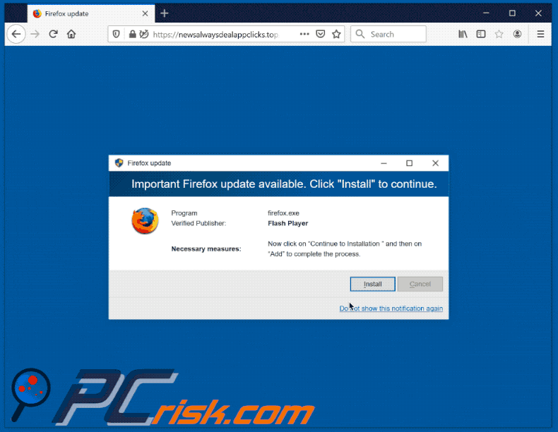 fake Flash Player installs Bookmark this Page adware in gif