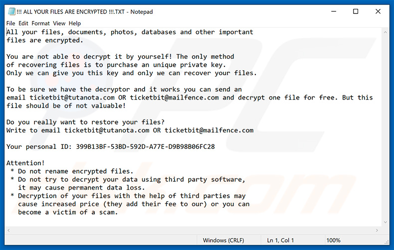 Buran ransomware note (sample 4)