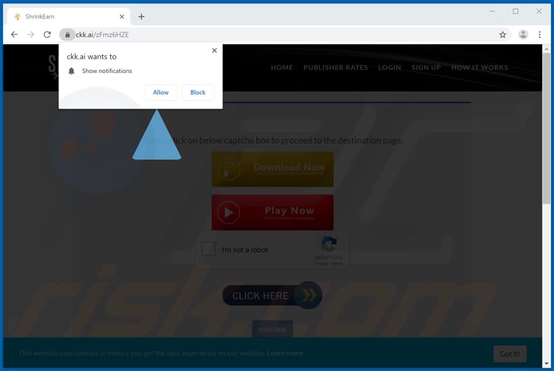 ckk[.]ai pop-up redirects